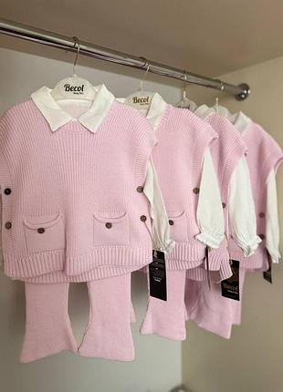 Костюм 3-ка для дівчинки рожевого кольору від 92 до 110 розміру