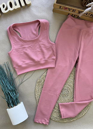 Топ и лосины розовый 11-14 лет
