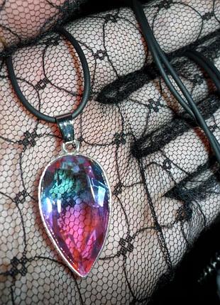 Ексклюзив! кулон (підвіс) поліхромний мадагаскарський кварц, натуральний камінь, сріблення, індія