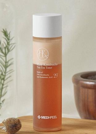 Тонер для обличчя з комбучею та гіалуроновою кислотою medi peel hyal kombucha tea-tox toner, 150 мл
