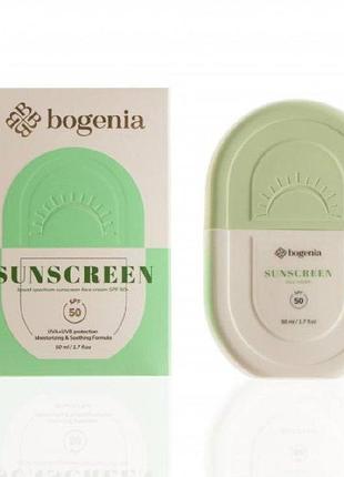 Сонцезахисний крем для обличчя bogenia sunscreen face cream spf 50+, 50 мл.