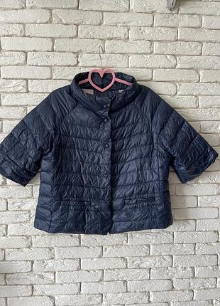 Пуховая курточка с рукавом 3/4 идеал разм 38(м) синяя
