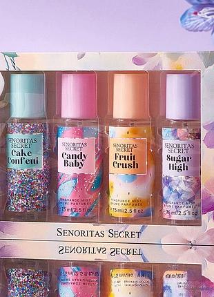 Набор спреев-мистов с разными ароматами для тела и волос "soft bloom" senoritas secret, 4х75 мл