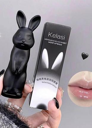 Увлажняющий бальзам для губ в виде кролика "cute rabbit" черный корпус, 3.5 г