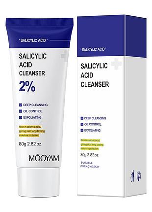 Пінка для вмивання з саліциловою кислотою salicylic acid cleanser 2% mooyam. 80 г