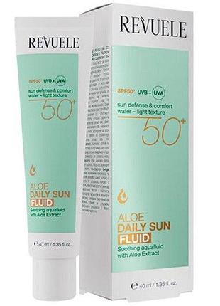Сонцезахисний флюїд для обличчя з алое вера spf 50+ revuele, 40 мл