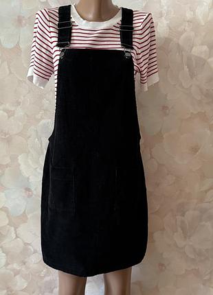 Чорний вельветовий сарафан
