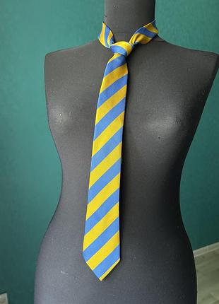 Краватка шкільна жовто-блакитна вузька для підлітка