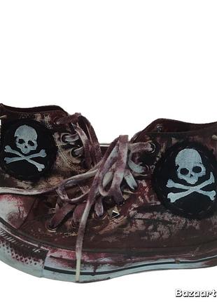 Кеды кастомные converse с черепом и шипами, с эффектом крови, ручной работы | кеды кастомные с черепом
