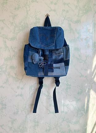 Оригінальний джинсовий рюкзак ручної роботи , із джинсів levi’s