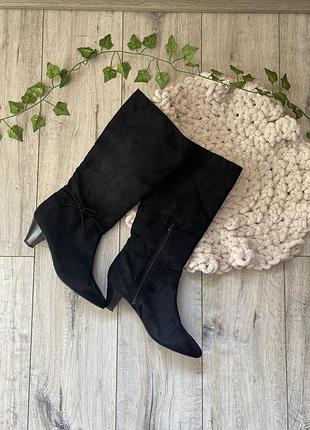 Замшеві сапожки осінні на каблучку (демі) - р.39