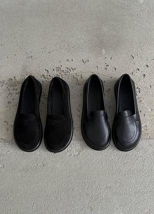 Лофери замшеві шкіряні анатомічні беріфут чорні 11738 11739