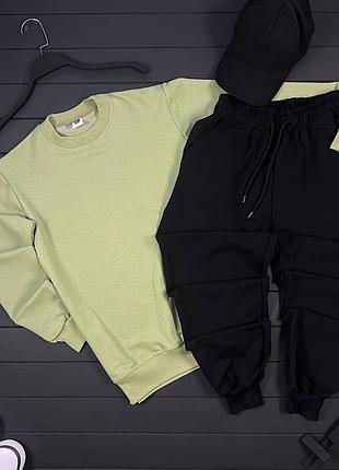 Базовый осенний комплект свитшот + штаны, мужской спортивный костюм двунить осень