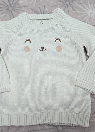 Кофта реглан светрик для дівчинки на 1р 12 міс 80 см біла бавовняна якісна c&a