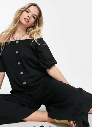 💯 %- kotton. брючний комбінезон з фактурним принтом "asos design" з відкритими плечима та гудзиками спереду