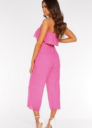 Літній комбінезон ромпер quiz рожевий в горох на розмір l кюлоти