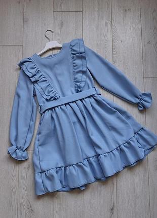 Платье небесного оттенка 8-9 лет