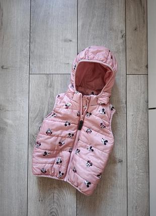 Жилетка безрукавка для девочки розовая сменные маус