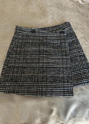 Юбка мини в клетку осенняя на запах с s