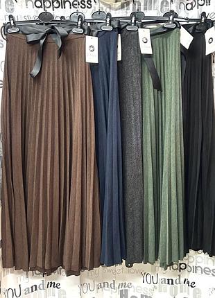 Стильные юбки midi, плиссе, италия,натуральные