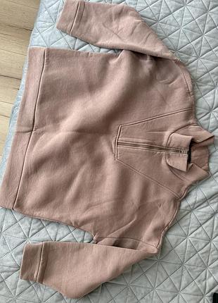 Спортивний домашній  флісовий домашній костюм пильно рожевого кольору світшот на замку  і джогери