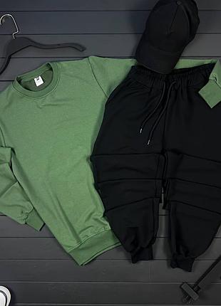 Базовый осенний комплект свитшот + штаны, мужской спортивный костюм двунить осень
