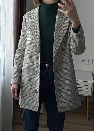 Пальто жакет в клітинку сіре reserved