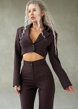 Короткий жакет кроп на подкладке с пуговицей 3 цвета