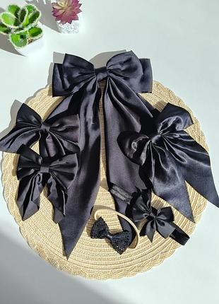 Черный большой бант, черные маленькие бантики, бантики, черный бантик