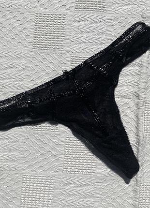 Трусы женские ажурные кружевные черные стринги