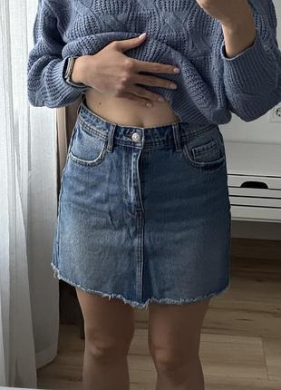 Джинсова спідниця міні висока посадка