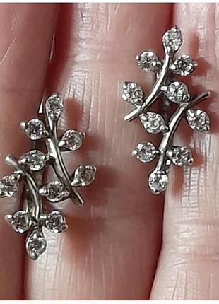 Серьги весочищае серебряные с фианитами (цирконами) серебро 925 проба винтаж