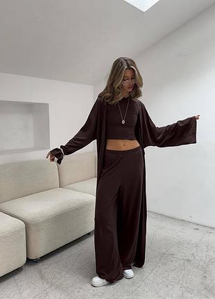 🤍костюм тройка:
кардиган + лонгслив + штаны