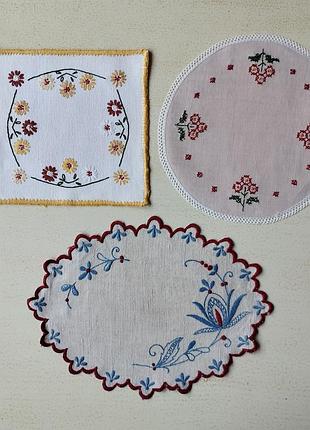 Винтаж🤩👌🤍❤️ старинные вышитые салфетки разной формы😍👍🤍💛🩷🩵❤️