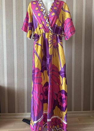 🥰 довга сатинова сукня в принт без пояса