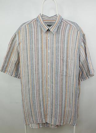 Італійська лляна сорочка рубашка теніска giovanni taccaliti short sleeve striped linen shirt men's