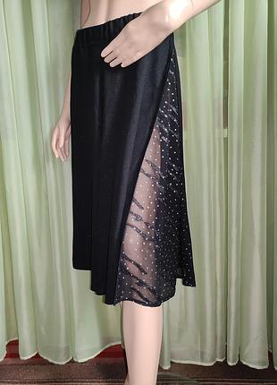 Юбка - брюки клеш ( польша), паркин 12-14, полиэстер " ночное небо".