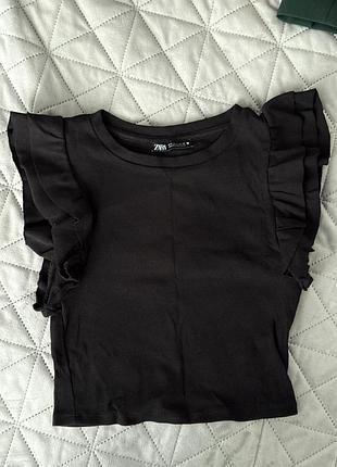 Кроп топ zara чорний в рубчик