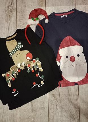 Комплект праздничных новогодних кофт, свитшот на с.миколая, резьбовая,новый год, 122 см