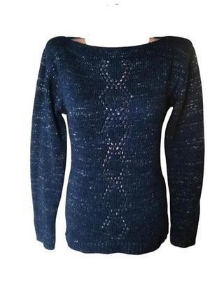 Новый стильный ажурный полушерстяной свитер с люрексом