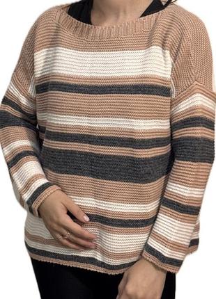 Светрик в смужку з рукавом 3/4 шерсть / мохер
