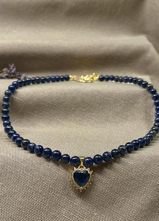 Намисто з натурального синього лазуриту💙