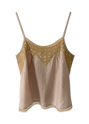 Винтажная шелковая майка 100% натуральный шелк маечка вышивка бисер шовк шовковий топ топик