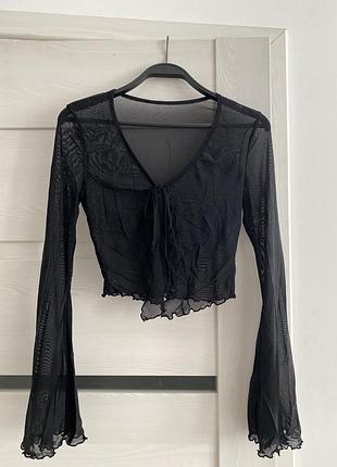 Кардиган-сітка зі завʼязками з незвичними рукавами