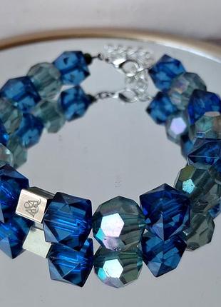 Браслет бижутер тренд бохо ручн раб hand made синий голубой boho крупный