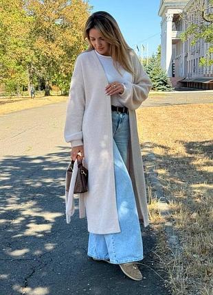 Женский ангоровый длинный кардиган с поясом в расцветках рр 42-52