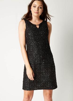 Нова чорна сукня-футляр з блискітками, сукня без рукавів до коліна у паєтки roman 🔥