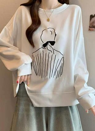 Женский свитшот с арт-принтом karl lagerfeld белый и чёрный