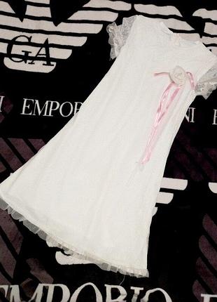 Нарядное платье фатин пышное и красивое костюм ангел снежинка бусинка