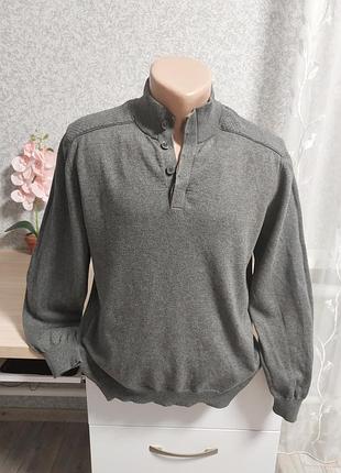 Мужской серый свитер из коттона и кашемира massimo dutti.